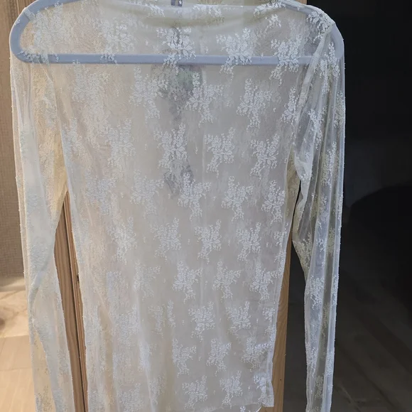 Free People Sheer Lace Top - Cream - Picture 3 of 3